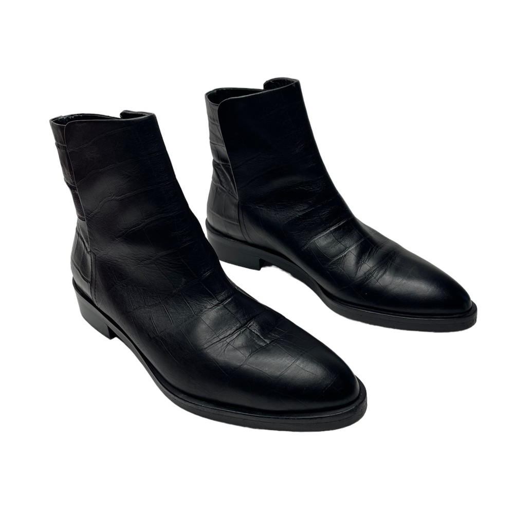 Jenni Kayne | Slip-on Boot in Black Croc-Embossed Leather 38.5